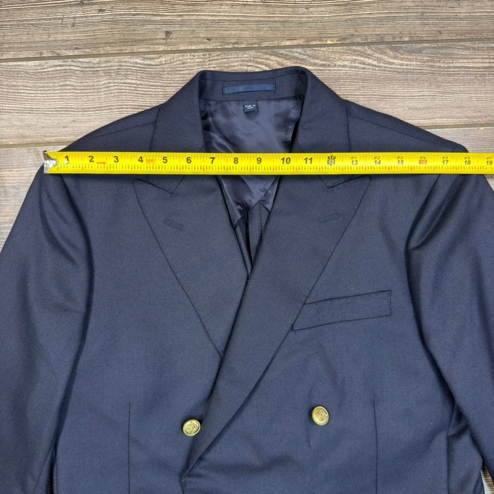 J.Crew Men 40R Blazer Navy William Halstead Wool Double Breasted Gold Button NEW